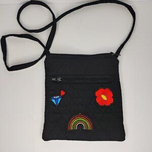 Small Black Crossbody Bag with Cute Patches – Gently Used